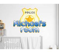 Sheriff Badge Wall Decal Custom Name - Police Wall Stickers for Kids - Police Room Decor for Boys Bedroom - Cop Wall Decor Kids - Detective Decor for Boy Room - Badge Nursery Decoration