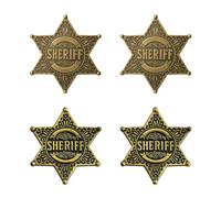 Sheriff Badge, Western Cowboy Star Pin, Deputy Badge Adult, Vintage Alloy Brooch for Costumes, Halloween Cosplay and Theatrical Performances (4pcs)