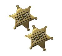 Sheriff Badges,2 Pack Large Western Alloy Star Badge Pin with Brooch Fastening for Role Play, Cowboy Themed Gifts, Costume Accessories & Collections