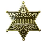 Sheriff Badges Police Badge Deputy Sheriff Badge Metal Sheriff Badge for Women and Adult Cowboy Party Decoration Badge, Western Cowboy Police Vest Badge Men Sheriff Badge, SHERIFF-Gold-GU, 6