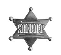 Sheriff Police Officer Silver Cowboy Metal Enamel Pin Badge (Small) - 2.2 x 2.2 cm - Western Star Law Enforcement Brooch for Costumes, Hats, Jackets, and Collectibles