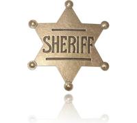 Sheriff Star Badge - Metal Western Sheriff Badge Pin - Vintage Cowboy Costume & Party Decoration (Silver)
