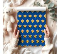 Sheriff Star Wrapping Paper Sheet, Western Themed Lawman Stars on Blue, Perfect for Kids Birthdays & Cowboy Gifts - W136 (1 Meter Roll - 58cm x 100cm/ 22.8" x 39.3")