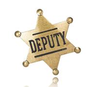 Sheriff's Badge,Western Deputy Sheriff Badge Pins,Honorary Hat Emblem Anniversary Commemorative Medal Emblem,Retro Hexagram Letter Alloy Brooch,Themed Birthday Pin Badges Decorations