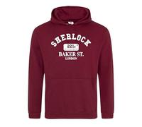 Sherlock 221B Baker Street Hoodie Wine Medium - London Detective Mystery Pullover Sweatshirt - Soft Fleece Unisex Hoodie for Men & Women - Comfortable, Warm - Perfect for Fans & Gifts
