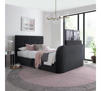 Sherlock Grey Velvet Ottoman Electric Tv Bed Frame - 6Ft Super King Size