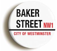 Sherlock Holmes Baker Street Fridge Magnet (Circular 2inch / 50mm Diameter)