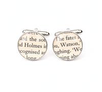 Sherlock Holmes Book Page Cufflinks - Handmade from Vintage Books - Unique Literary Gift for Men, Groomsmen or Book Lovers - Recycled Novel Text Featuring Holmes & Watson