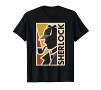 Sherlock Holmes Geometric Detective Silhouette Art Value Graphic T-Shirt, Men, Black, S