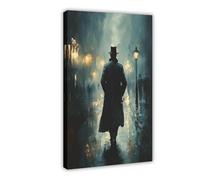 Sherlock Holmes in Foggy London Canvas Poster Wall Art Print Picture Paintings 24x36inch(60x90cm)
