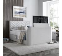 Sherlock Natural Fabric Ottoman Electric Media Tv Bed - 4Ft6 Double