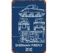 SHERMAN FIREFLY TANK UK Poster Retro Funny Metal Tin Sign, Outdoor Home Wall Decoration 8x12inch
