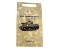 Sherman Tank Metal Pin Badge, 3D Raised High Definition Design, WWII Allied Tank, with Clasp and Information Card