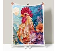 Sherpa Blanket Animal Chicken Fleece Throw Blanket for Sofa Bed Couch Geometric Abstract Animal Chicken Soft Single-Sided Fluffy Fleece Blankets Breathable Blanket for Sofa Bed Couch 130 × 180 cm