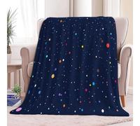 Sherpa Blanket Cartoon Starry Dots Fleece Throw Blanket, Dark Blue Plush Blankets for Kids Boys Girls 180 x 220 cm Hypoallergenic Fuzzy Blankets for Sofa Bed Couch
