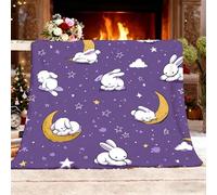 Sherpa Blanket Couch Bed Super King 180x220cm Cute Star Moon Rabbit Super Soft Cozy Blankets Purple Anti Allergic Fleece Throw Blanket Flannel All Seasons Warm Blanket Home Decor
