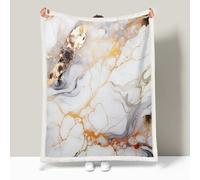 Sherpa Blanket Marble Fleece Throw Blanket for Sofa Bed Couch Abstract Marble Texture Soft Single-Sided Fluffy Fleece Blankets Breathable Blanket for Sofa Bed Couch 130 × 180 cm