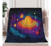 Sherpa Blanket Space Spiral Galaxy Sun Fleece Throw Blanket, Black Plush Blankets for Kids Boys Girls 150 x 200 cm Hypoallergenic Fuzzy Blankets for Sofa Bed Couch