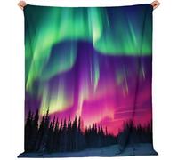Sherpa Blanket Throw for Sofa Aurora Nature Dream Thick Warm Cozy Soft Fleece Blanket for Couch Bed Single Throws Warm and Lightweight for All Seasons Green Purple