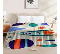 Sherpa Blanket Throw for Sofa Space Rocket Childlike Fun Science Fiction Thick Warm Cozy Soft Fleece Blanket for Couch Bed Super King Throws Warm and Lightweight for All Seasons Color Ivory