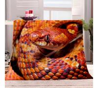Sherpa Fleece Blanket 180x220 cm Orange Corn Snake Throw Dual Sided Plush Fabric Extra Soft Thermal Fluffy Blanket Sherpa Throws for Bed Sofa Chair and Travel