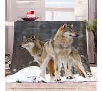 Sherpa Fleece Blanket Animal Wolf 220x240 cm Throw Dual Sided Plush Fabric Extra Soft Thermal Fluffy Blanket Sherpa Throws for Bed Sofa Chair and Travel