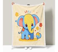 Sherpa Fleece Blanket Elephant Throw Blanket For Sofas Bed Flowers Animals Elephants Double-Sided Fleece Blankets - Thick Warm Throw Blanket - Soft Fluffy for Bed and Couch 180 × 200cm