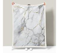 Sherpa Fleece Blanket Marble Throw Blanket For Sofas Bed Golden Gray Marble Twin-Sided Fleece Blankets - Thick Warm Throw Blanket - Soft Fluffy for Bed and Couch 150 × 200cm