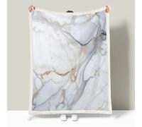 Sherpa Fleece Blanket Marble Throw Blanket For Sofas Bed Golden White Marble Twin-Sided Fleece Blankets - Thick Warm Throw Blanket - Soft Fluffy for Bed and Couch 150 × 200cm
