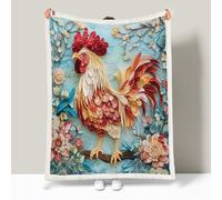 Sherpa Fleece Blanket Rooster Throw Blanket For Sofas Bed Abstract Floral Animal Chicken Twin-Sided Fleece Blankets - Thick Warm Throw Blanket - Soft Fluffy for Bed and Couch 150 × 200cm