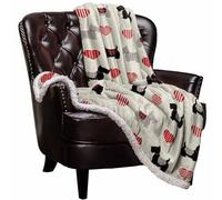 Sherpa Fleece Blanket Scottish Terrier and Love Heart Bed Blanket Soft Cozy Luxury Blanket 40"x50" - Fuzzy Thick Reversible Super Warm Fluffy Plush Microfiber Throw Blanket for Couch