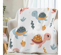 Sherpa Fleece Blanket - Turtle Throw Blanket - Plush Sofa Throw - Thick Warm Blankets for Winter - Marine Animals Blanket for Bed - Turtle Decor & Gifts, 150x200 cm - H-893