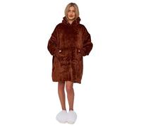 Sherpa Fleece Snuggle Blanket Hoodie, Oversized Adult Unisex Hoodie, Warm Throw Blanket Sweatshirt Robe for Women Men Teens (Brown)