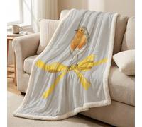 Sherpa Fleece Throw Blanket 150 x 200 cm, Reversible, Ultra Soft Comfortable Microfiber, Lightweight Breathable, All-Season Throw for Bed, Sofa & Couch, Gray, Animal Cute Bird