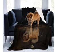 Sherpa Fleece Throw Blanket Black, Fantasy Animals Chow Chow Theme Soft Fuzzy Plush Flannel Blanket for Camping Travel Bedroom Decor - Warm Blankets for Couch Bed Sofa and TV 180 x 200 cm