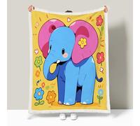 Sherpa Fleece Throw Blanket Elephant Twin-Sided Fluffy Soft Warm Throws Flowers Animals Elephants Large Fleece Thick Blanket for Bed, Couch, Sofa and Travel - 150 × 200cm