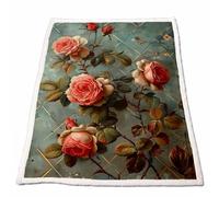 Sherpa Fleece Throw Blanket Flower Soft Cosy Warm Thick Fall Decorations for Home Landscape Print Blanket for Sofa Chair Outdoor Travel, Winter Fall Bedding Home Decor Gifts 40 x 50in Model-5865