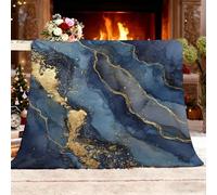 Sherpa Fleece Throw Blanket for Women Teens Adults Gifts, Abstract Marble Fuzzy Flannel Blanket for Winter Blue Super Soft Warm Cozy Plush Bed Throws Small Double 130x180 cm