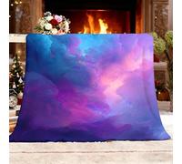 Sherpa Fleece Throw Blanket for Women Teens Adults Gifts, Abstract Starry Sky Art Fuzzy Flannel Blanket for Winter Blue And Purple Super Soft Warm Cozy Plush Bed Throws Small Double 130x180 cm