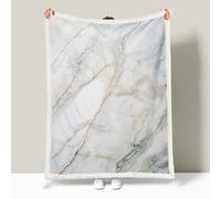 Sherpa Fleece Throw Blanket Marble Twin-Sided Fluffy Soft Warm Throws Gray Marble Large Fleece Thick Blanket for Bed, Couch, Sofa and Travel - 150 × 200cm
