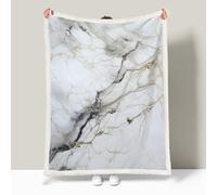 Sherpa Fleece Throw Blanket Marble Twin-Sided Fluffy Soft Warm Throws Gray Marble Large Fleece Thick Blanket for Bed, Couch, Sofa and Travel - 150 × 200cm