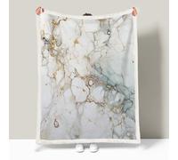Sherpa Fleece Throw Blanket Marble Twin-Sided Fluffy Soft Warm Throws White Golden Marble Large Fleece Thick Blanket for Bed, Couch, Sofa and Travel - 150 × 200cm