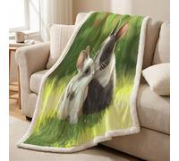Sherpa Fleece Throw Blanket - Reversible, Ultra Soft, Cozy & Warm Microfiber, All-Season Throw for Bed, Sofa & Couch, 59 x 71 in (150 x 180 cm), Green, Animal Cute Bunny