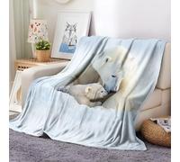 Sherpa Fleece Throw Blanket Snow Polar Bear White Printed Fleece Blanket Plush Throw Bed Blanket 100x150 cm Soft Fluffy Warm Winter Blanket, Bedding Throw Blanket for Sofa