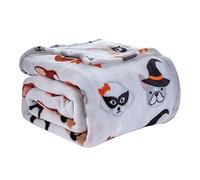Sherpa Fleece Throw Blanket - Soft Cozy Blanket for Women, Couch Throws for Sofa Reversible Witch's Hat Spider Webs Print Fleece Throw Blankets