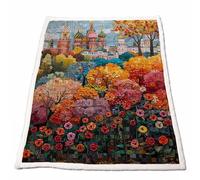 Sherpa Fleece Throw Blanket, St. Basil'S Cathedral Sofa Weighted Blanket Winter Autumn Bedding Large 40x50in Thick Warm and Breathable for Fall Decor Chair Sofa Bed Read Gifts (Flower) Model-5110
