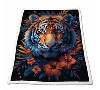 Sherpa Fleece Throw Blanket Tiger Soft Cosy Warm Thick Autumn Bedding Animal Print Blanket Throws for Air Conditioned Room Bed Sofa Chair Outdoor Travel Room Decor Gifts for Women 80x55 Inch DLSJ-2920
