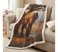 Sherpa Fleece Throw Blanket - Ultra Soft Warm Microfiber Plush Short Pile, Lightweight, All-Season Throw for Bed, Couch & Sofa, 59 x 79 in (150 x 200 cm), Brown, Animal Elephant Trees