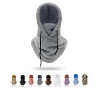 Sherpa Hood, Unisex Warm Ski Hooded Scarf, Balaclavas for Men Winter, Balaclava Women, Snoods for Men, Winter Hat with Neck and Face Cover, For Outdoor Skiing Cycling Walking Winter Adventures(Grey)