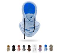 Sherpa Hood, Unisex Warm Ski Hooded Scarf, Balaclavas for Men Winter, Balaclava Women, Snoods for Men, Winter Hat with Neck and Face Cover, For Outdoor Skiing Cycling Walking Winter Adventures(Blue)